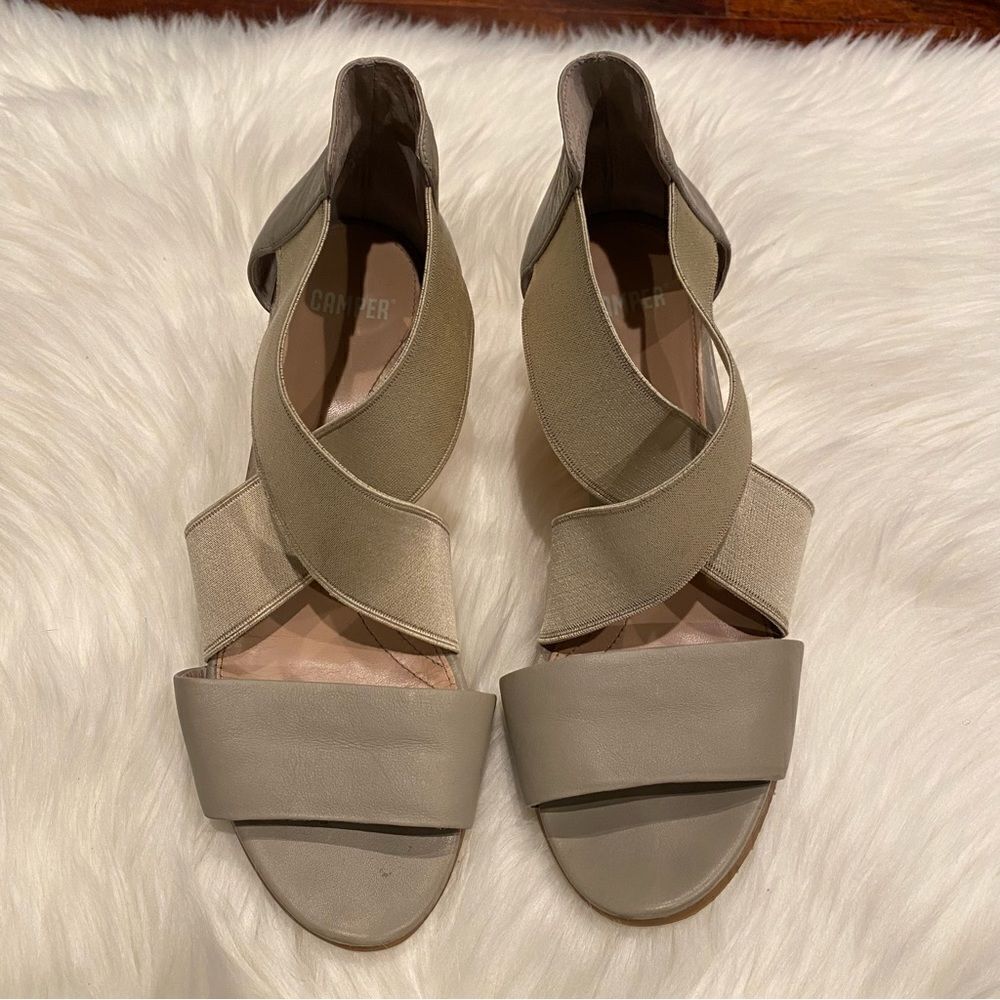 Camper Gray Crisscross Wood Wedge Heels Size 9 - Picture 7 of 9